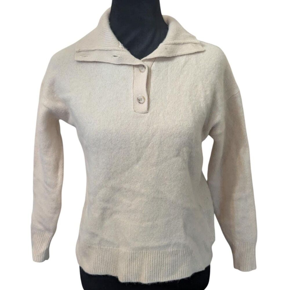 Aritzia Babaton 100% Cashmere Polo Sweater 2XS XS Beige Cream Luxury Knit